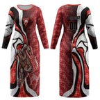 Personalised Sydney Swans Couples Matching Long Sleeve Bodycon Dress and Hawaiian Shirt Trippy Psychedelic Abstract Art Mascot Football Fans
