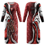 Personalised Sydney Swans Couples Matching Long Sleeve Bodycon Dress and Long Sleeve Button Shirt Trippy Psychedelic Abstract Art Mascot Football Fans