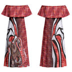 Personalised Sydney Swans Couples Matching Off Shoulder Maxi Dress and Long Sleeve Button Shirt Trippy Psychedelic Abstract Art Mascot Football Fans