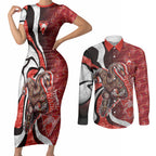 Personalised Sydney Swans Couples Matching Short Sleeve Bodycon Dress and Long Sleeve Button Shirt Trippy Psychedelic Abstract Art Mascot Football Fans