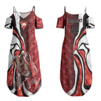 Personalised Sydney Swans Couples Matching Summer Maxi Dress and Long Sleeve Button Shirt Trippy Psychedelic Abstract Art Mascot Football Fans