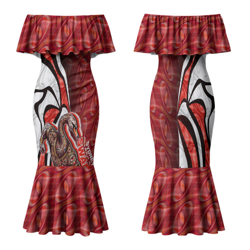 Personalised Sydney Swans Family Matching Mermaid Dress and Hawaiian Shirt Trippy Psychedelic Abstract Art Mascot Football Fans