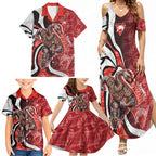 Personalised Sydney Swans Family Matching Summer Maxi Dress and Hawaiian Shirt Trippy Psychedelic Abstract Art Mascot Football Fans