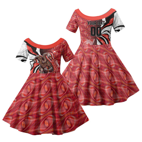 Personalised Sydney Swans Family Matching Summer Maxi Dress and Hawaiian Shirt Trippy Psychedelic Abstract Art Mascot Football Fans