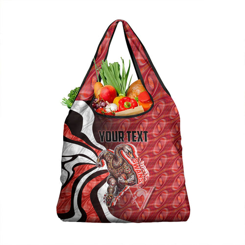 Personalised Sydney Swans Grocery Bag Trippy Psychedelic Abstract Art Mascot Football Fans