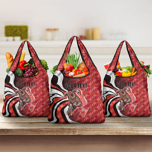 Personalised Sydney Swans Grocery Bag Trippy Psychedelic Abstract Art Mascot Football Fans