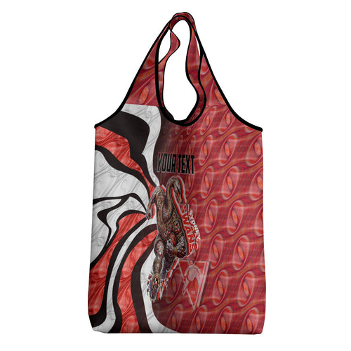 Personalised Sydney Swans Grocery Bag Trippy Psychedelic Abstract Art Mascot Football Fans