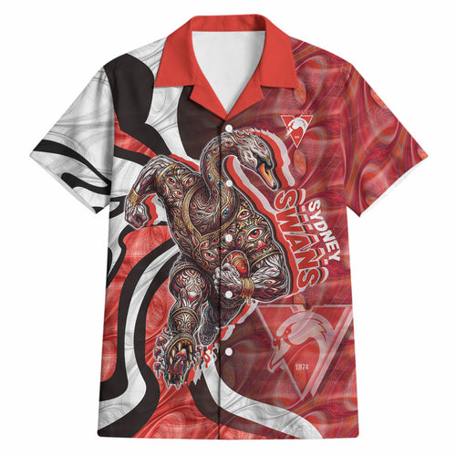Personalised Sydney Swans Hawaiian Shirt Trippy Psychedelic Abstract Art Mascot Football Fans
