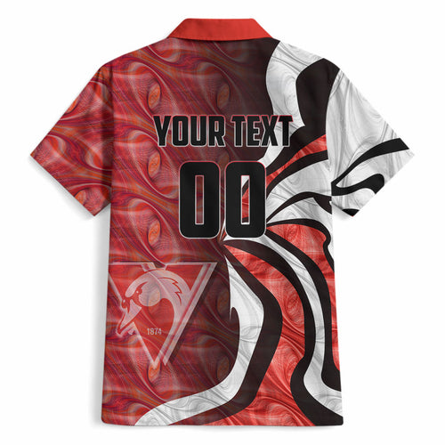 Personalised Sydney Swans Hawaiian Shirt Trippy Psychedelic Abstract Art Mascot Football Fans