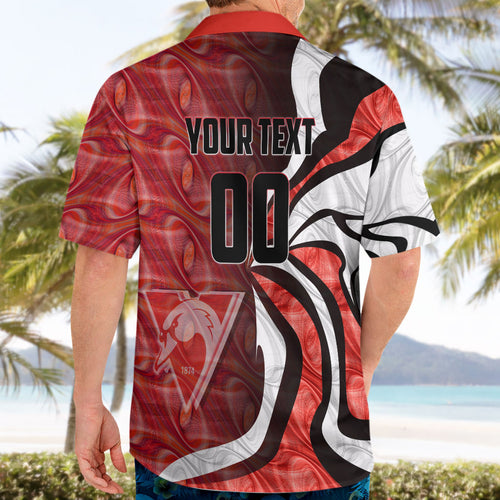 Personalised Sydney Swans Hawaiian Shirt Trippy Psychedelic Abstract Art Mascot Football Fans