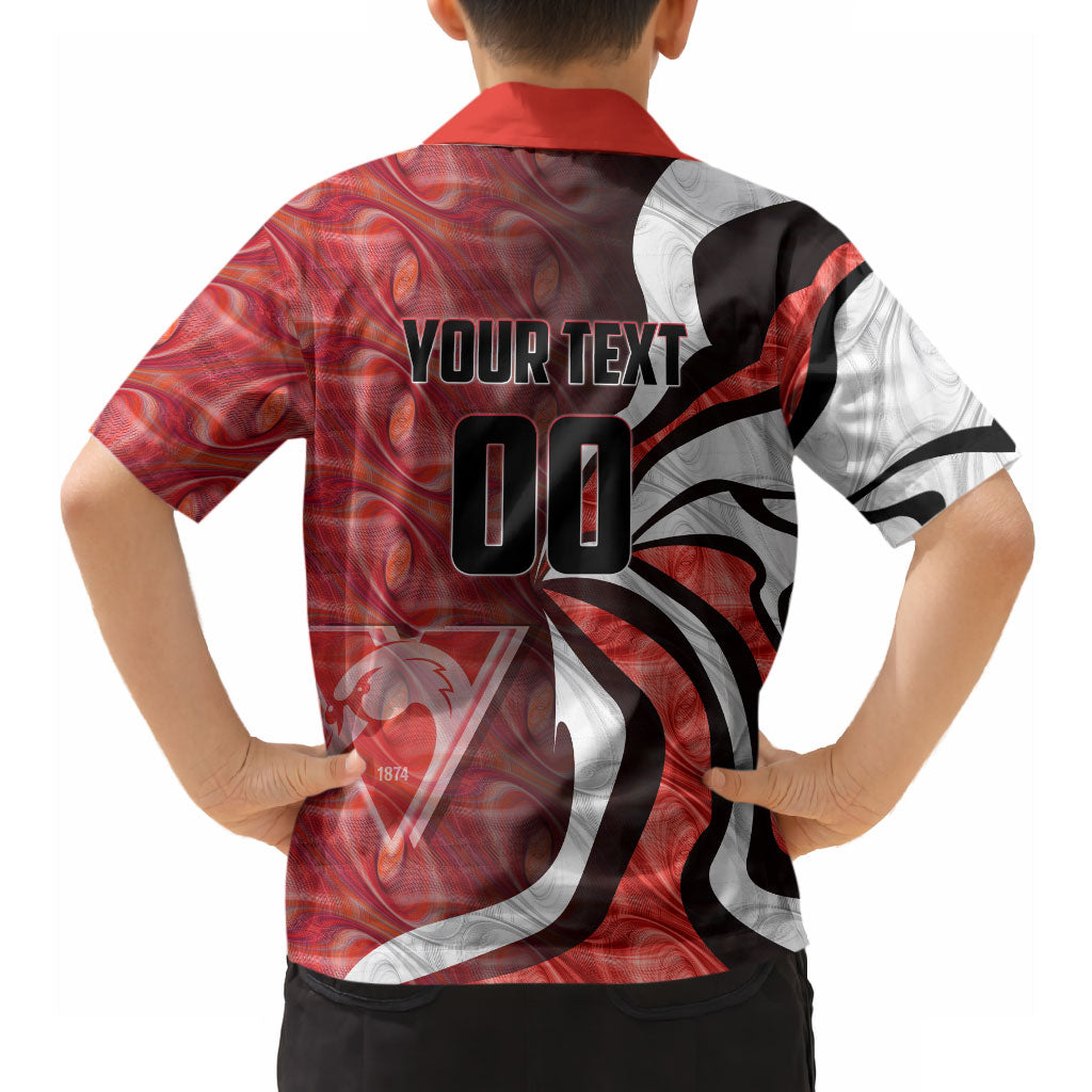 Personalised Sydney Swans Hawaiian Shirt Trippy Psychedelic Abstract Art Mascot Football Fans