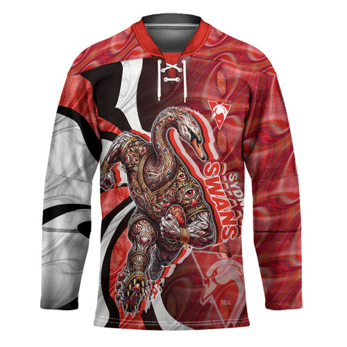 Personalised Sydney Swans Hockey Jersey Trippy Psychedelic Abstract Art Mascot Football Fans