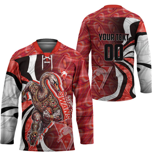 Personalised Sydney Swans Hockey Jersey Trippy Psychedelic Abstract Art Mascot Football Fans