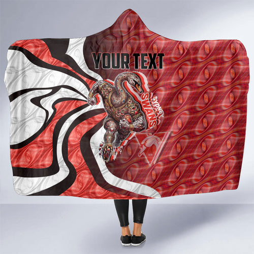 Personalised Sydney Swans Hooded Blanket Trippy Psychedelic Abstract Art Mascot Football Fans