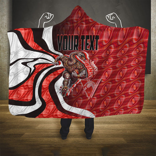 Personalised Sydney Swans Hooded Blanket Trippy Psychedelic Abstract Art Mascot Football Fans