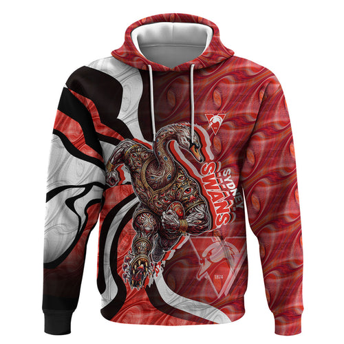 Personalised Sydney Swans Hoodie Trippy Psychedelic Abstract Art Mascot Football Fans