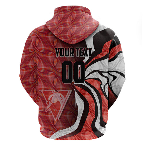 Personalised Sydney Swans Hoodie Trippy Psychedelic Abstract Art Mascot Football Fans