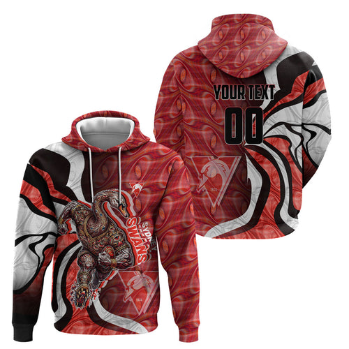 Personalised Sydney Swans Hoodie Trippy Psychedelic Abstract Art Mascot Football Fans