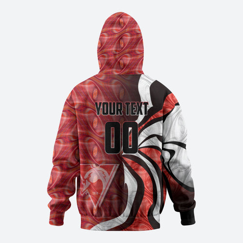 Personalised Sydney Swans Hoodie Trippy Psychedelic Abstract Art Mascot Football Fans