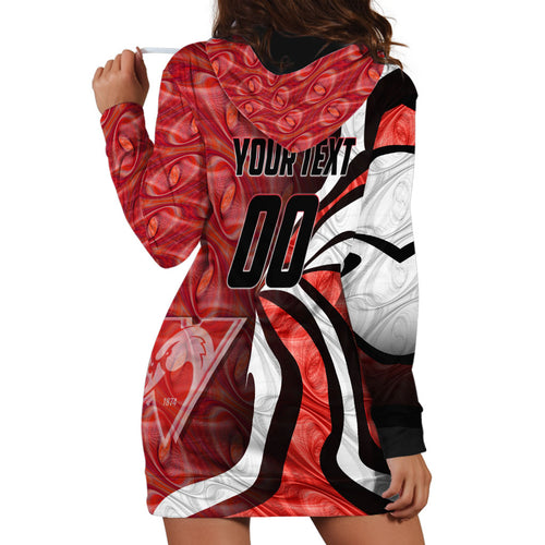 Personalised Sydney Swans Hoodie Dress Trippy Psychedelic Abstract Art Mascot Football Fans