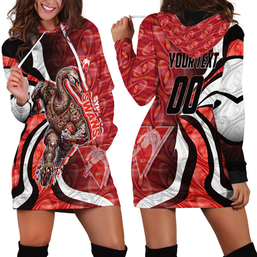 Personalised Sydney Swans Hoodie Dress Trippy Psychedelic Abstract Art Mascot Football Fans