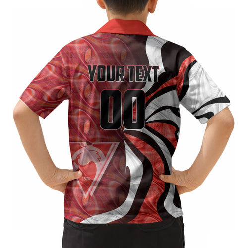 Personalised Sydney Swans Kid Hawaiian Shirt Trippy Psychedelic Abstract Art Mascot Football Fans