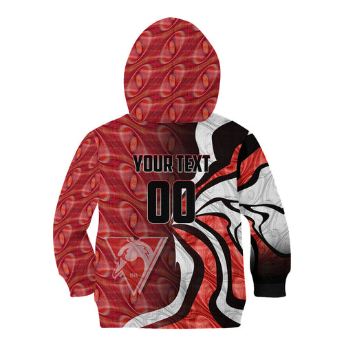 Personalised Sydney Swans Kid Hoodie Trippy Psychedelic Abstract Art Mascot Football Fans