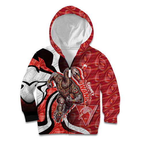 Personalised Sydney Swans Kid Hoodie Trippy Psychedelic Abstract Art Mascot Football Fans