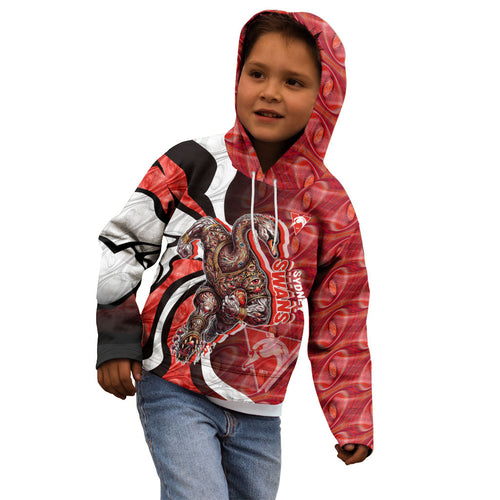 Personalised Sydney Swans Kid Hoodie Trippy Psychedelic Abstract Art Mascot Football Fans