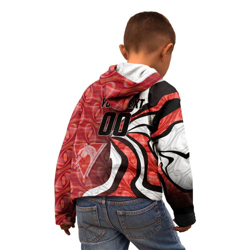 Personalised Sydney Swans Kid Hoodie Trippy Psychedelic Abstract Art Mascot Football Fans