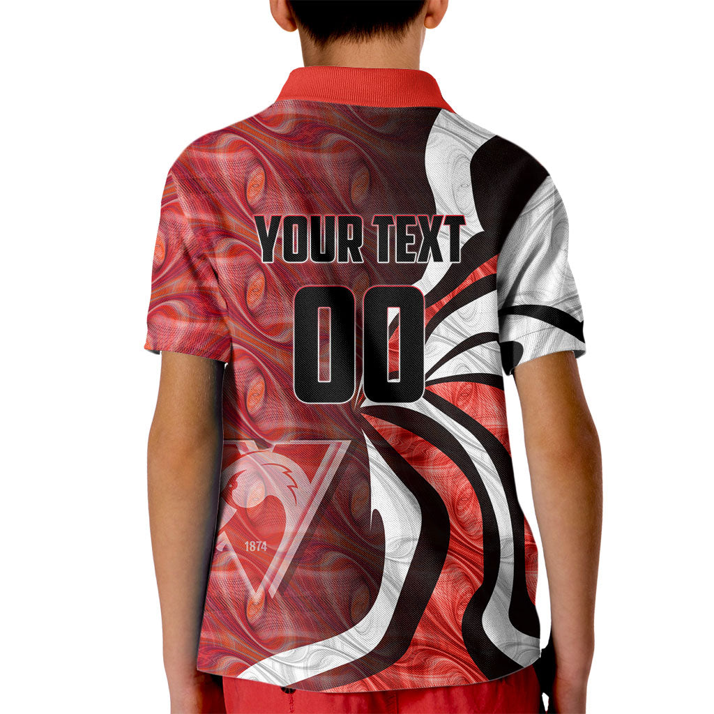 Personalised Sydney Swans Kid Polo Shirt Trippy Psychedelic Abstract Art Mascot Football Fans