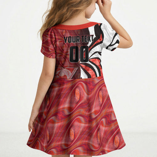 Personalised Sydney Swans Kid Short Sleeve Dress Trippy Psychedelic Abstract Art Mascot Football Fans