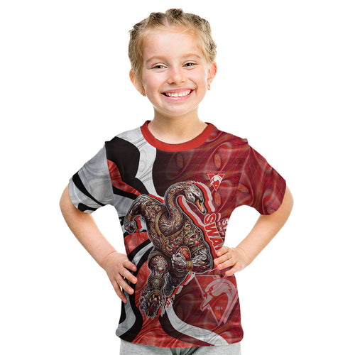 Personalised Sydney Swans Kid T Shirt Trippy Psychedelic Abstract Art Mascot Football Fans