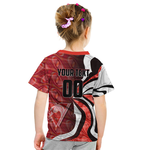 Personalised Sydney Swans Kid T Shirt Trippy Psychedelic Abstract Art Mascot Football Fans