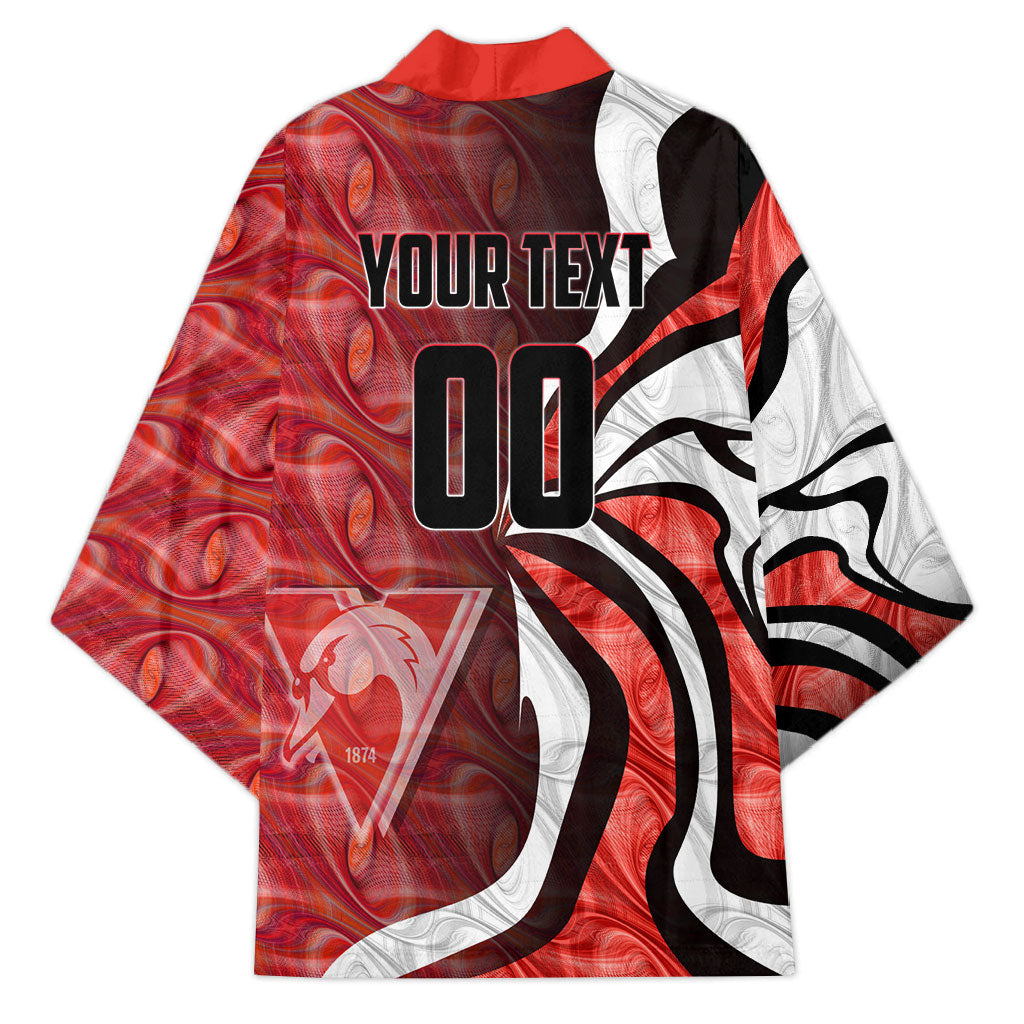 Personalised Sydney Swans Kimono Trippy Psychedelic Abstract Art Mascot Football Fans