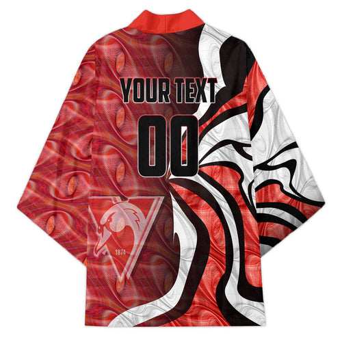 Personalised Sydney Swans Kimono Trippy Psychedelic Abstract Art Mascot Football Fans