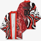 Personalised Sydney Swans Kimono Trippy Psychedelic Abstract Art Mascot Football Fans