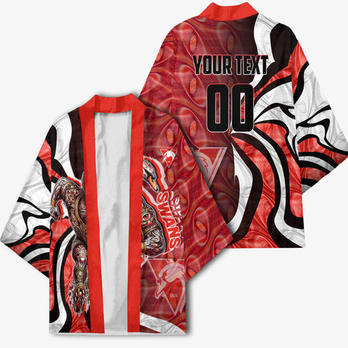 Personalised Sydney Swans Kimono Trippy Psychedelic Abstract Art Mascot Football Fans