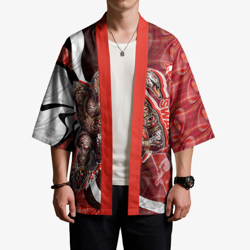 Personalised Sydney Swans Kimono Trippy Psychedelic Abstract Art Mascot Football Fans