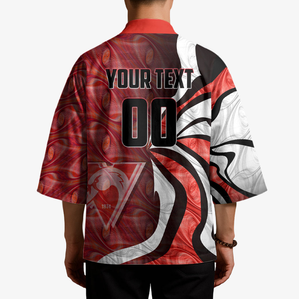 Personalised Sydney Swans Kimono Trippy Psychedelic Abstract Art Mascot Football Fans