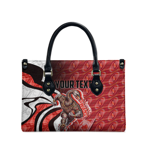 Personalised Sydney Swans Leather Bag Trippy Psychedelic Abstract Art Mascot Football Fans