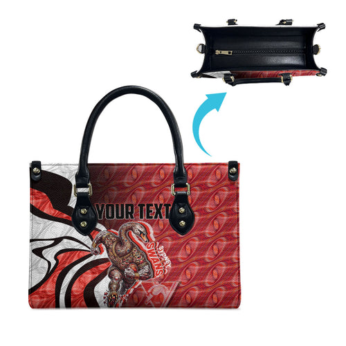 Personalised Sydney Swans Leather Bag Trippy Psychedelic Abstract Art Mascot Football Fans