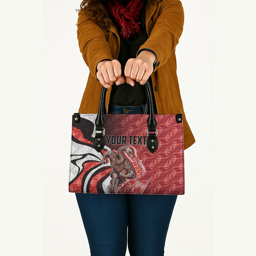 Personalised Sydney Swans Leather Bag Trippy Psychedelic Abstract Art Mascot Football Fans