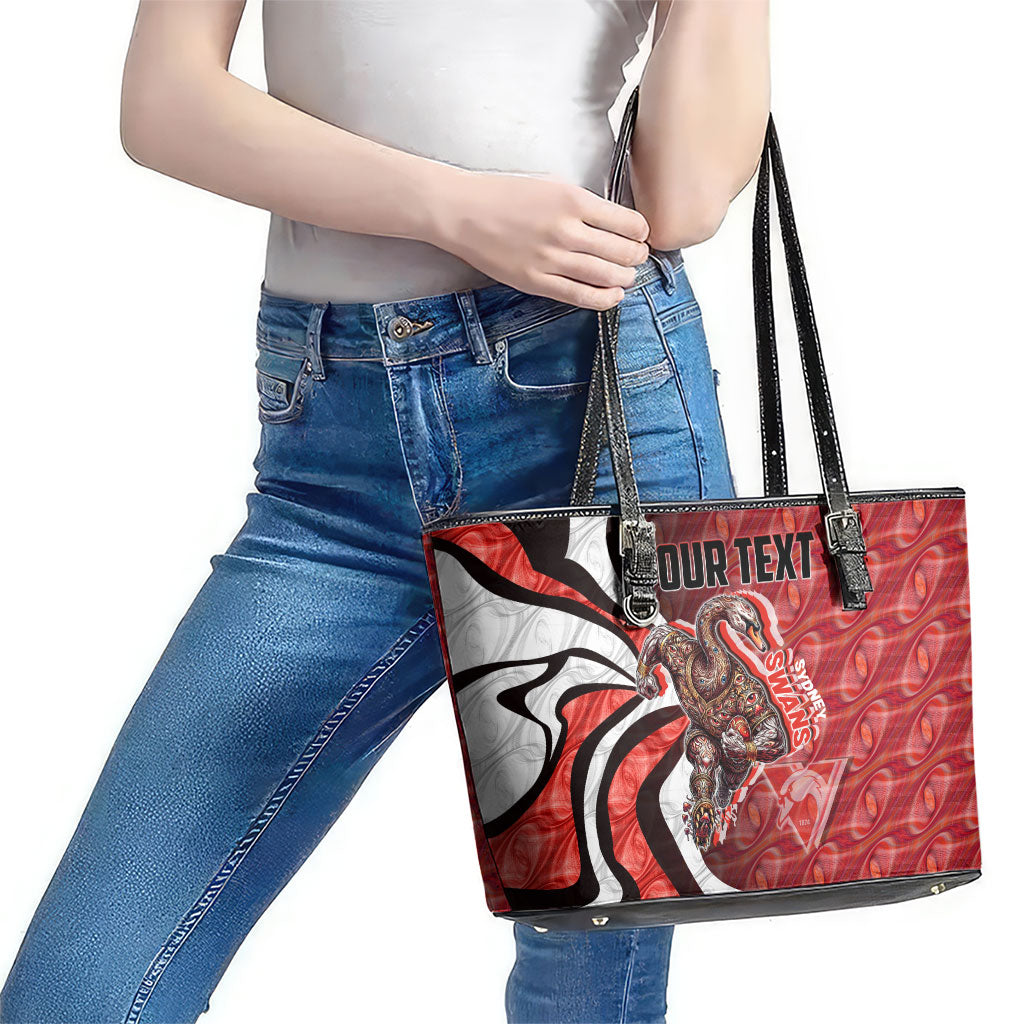 Personalised Sydney Swans Leather Tote Bag Trippy Psychedelic Abstract Art Mascot Football Fans