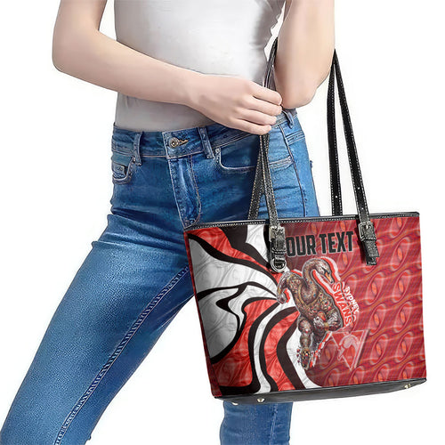 Personalised Sydney Swans Leather Tote Bag Trippy Psychedelic Abstract Art Mascot Football Fans