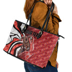 Personalised Sydney Swans Leather Tote Bag Trippy Psychedelic Abstract Art Mascot Football Fans
