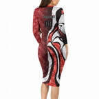 Personalised Sydney Swans Long Sleeve Bodycon Dress Trippy Psychedelic Abstract Art Mascot Football Fans