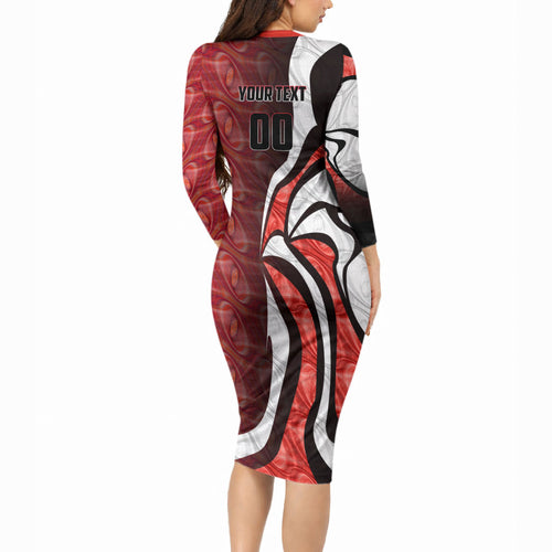 Personalised Sydney Swans Long Sleeve Bodycon Dress Trippy Psychedelic Abstract Art Mascot Football Fans