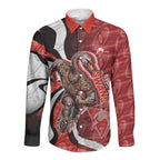 Personalised Sydney Swans Long Sleeve Button Shirt Trippy Psychedelic Abstract Art Mascot Football Fans