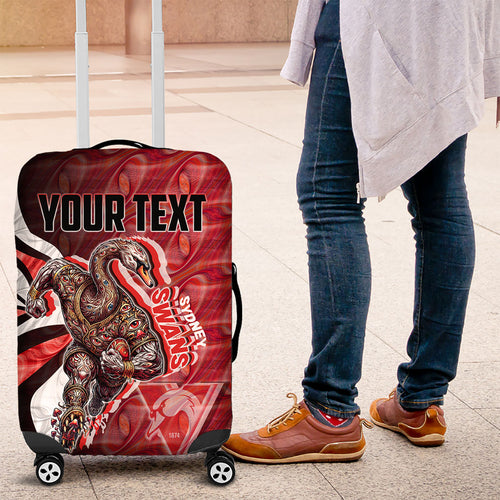 Personalised Sydney Swans Luggage Cover Trippy Psychedelic Abstract Art Mascot Football Fans